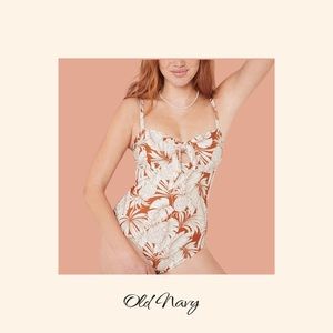 Old Navy Tropical Print Tie Front Swimsuit